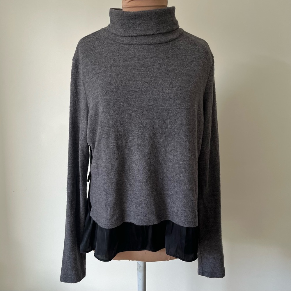 Generation Love Maddie Double Layer Charcoal Gray Turtle Neck Sweater NWT Size M